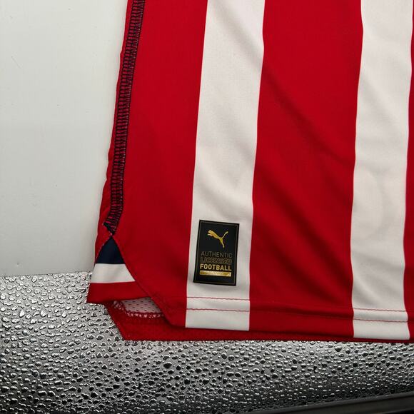 Men's Small Chivas Puma 2023/24 Home Replica Jersey - Red White Striped Collared - Picture 7 of 11